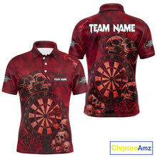 Load image into Gallery viewer, Custom Grunge Red Dartboard Multi-Skull Dart Men Polo Shirt Dart Team Jerseys NYN1622