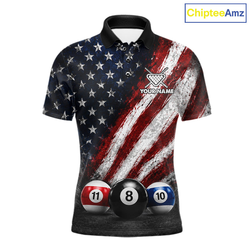 Grunge American Flag 8 Ball Eagle Billiard Shirt For Men Personalized Pool Billiard Team Jersey NYN3784