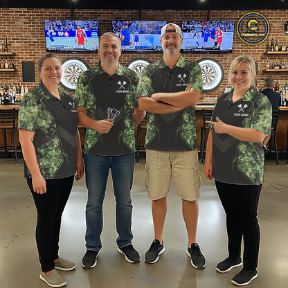 Green Grunge Camo Dart Shirt For Women Custom Military Camo Dart Team Polo 1/4 Zip Jersey NYN4084