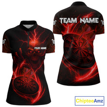 Load image into Gallery viewer, Custom Lightning Dartboard Red Skull Dart Women Quarter-Zip Jerseys Dart Tournament Shirt NYN1670