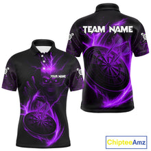 Load image into Gallery viewer, Custom Lightning Dartboard Purple Skull Dart Men Polo Jerseys Dart Tournament Shirt NYN1671