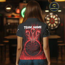 Load image into Gallery viewer, Custom Red Flames Dartboard Horror Multi Skull Dart Women Polo Jerseys Outfits Dart Shirt NYN1679