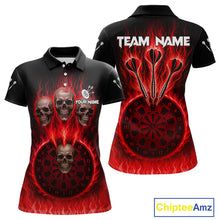 Load image into Gallery viewer, Custom Red Flames Dartboard Horror Multi Skull Dart Women Polo Jerseys Outfits Dart Shirt NYN1679