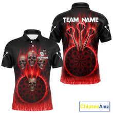 Load image into Gallery viewer, Custom Red Flames Dartboard Horror Multi Skull Dart Men Polo Jerseys Outfits Dart Shirt NYN1679