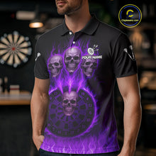 Load image into Gallery viewer, Custom Purple Flames Dartboard Horror Multi Skull Dart Men Polo Jerseys Outfits Dart Shirt NYN1680