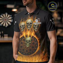 Load image into Gallery viewer, Custom Yellow Flames Dartboard Horror Multi Skull Dart Men Polo Jerseys Outfits Dart Shirt NYN1681