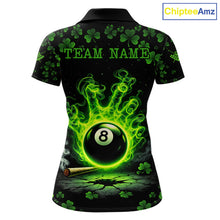 Load image into Gallery viewer, St Patrick's Day Green Smokes Hand Ball 8 Billiards Pool Shirt For Women Personalized Billiard Team Names NYN2694