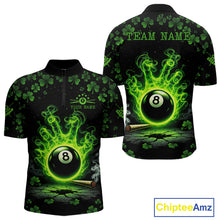 Load image into Gallery viewer, St Patrick's Day Green Smokes Hand Ball 8 Billiards Pool Shirt For Men Personalized Billiard Team Names NYN2694