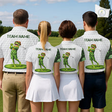 Load image into Gallery viewer, Funny Frog Golf Polo Shirt Custom Green Monstera Pattern White Golf Attire For Men NYN2842