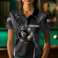 Load image into Gallery viewer, Personalized Grunge Crown 8 Ball &amp; 9 Ball Billiard Pool Shirt For Women Custom Billiard Team Jersey NYN3216