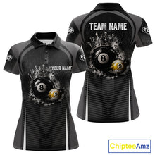 Load image into Gallery viewer, Personalized Grunge Crown 8 Ball &amp; 9 Ball Billiard Pool Shirt For Women Custom Billiard Team Jersey NYN3216