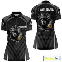 Load image into Gallery viewer, Personalized Grunge Crown 8 Ball &amp; 9 Ball Billiard Pool Shirt For Women Custom Billiard Team Jersey NYN3216