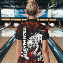Load image into Gallery viewer, Fire Flame Funny Wolf Bowling Ball Jersey For Women Personalized Bowling Team Shirts | Red NYN3226
