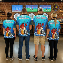 Load image into Gallery viewer, Men women dart team wearing Lobster Beer custom dart uniforms for league and tournament play