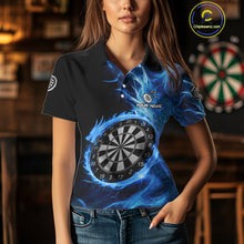 Load image into Gallery viewer, Custom Black-Blue Dragon Lightning Dartboard Dart Women Polo Jerseys Dart Team Shirt NYN1688