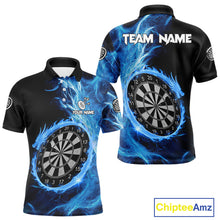 Load image into Gallery viewer, Custom Black-Blue Dragon Lightning Dartboard Dart Men Polo Jerseys Dart Team Shirt NYN1688