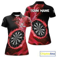 Load image into Gallery viewer, Custom Black-Red Dragon Lightning Dartboard Dart Women Polo Jerseys Dart Team Shirt NYN1689
