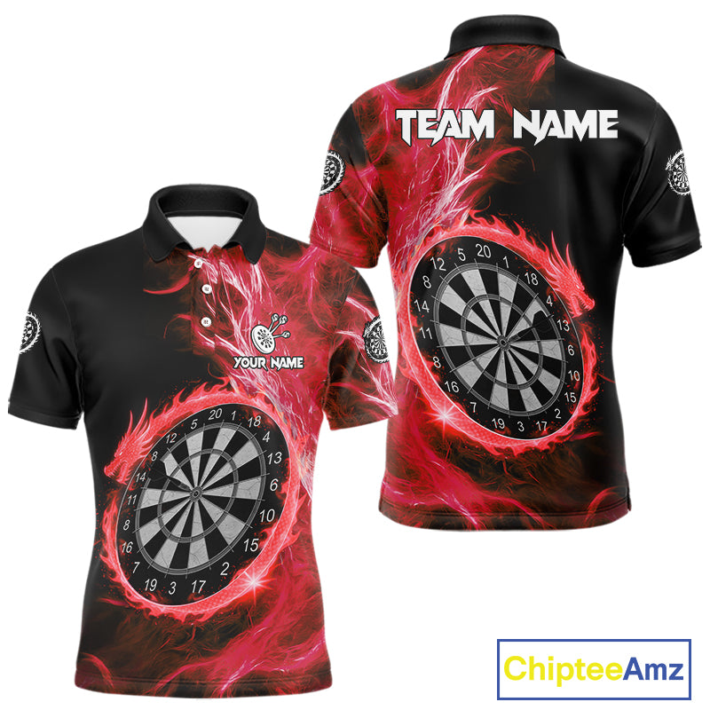 Custom Black-Red Dragon Lightning Dartboard Dart Men Polo Jerseys Dart Team Shirt NYN1689