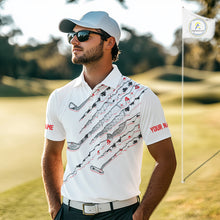 Load image into Gallery viewer, Poker Pattern Golf Polo Shirt For Men Personalized White Golf Clubs Attire, Team Golf Outfit NYN2854