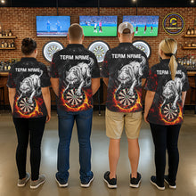 Load image into Gallery viewer, Fire Flame Funny Wolf Darts Polo &amp; 1/4 Zip For Men Personalized Grunge Dart Team Shirts | Red NYN3236