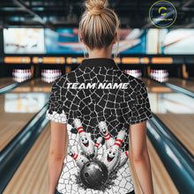 Load image into Gallery viewer, White And Black Cracked Funny Pins &amp; Ball Bowling Shirt For Women Custom Outfit Team Bowling Jersey NYN3238