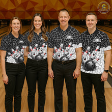 Load image into Gallery viewer, White And Black Cracked Funny Pins &amp; Ball Bowling Shirt For Men Custom Outfit Team Bowling Jersey NYN3238