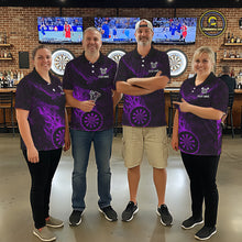 Load image into Gallery viewer, Purple Grunge Eagle Fire Flame Dartboard Women Darts Polo Shirts Custom Dart Team Jerseys NYN2506
