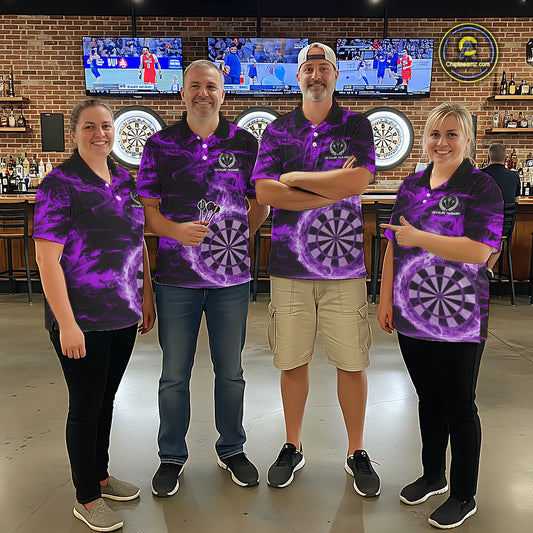 Black And Purple Smoking Dartboard & Arrow Men Darts Quarter-Zip Shirt Custom Dart Team Jerseys NYN2512