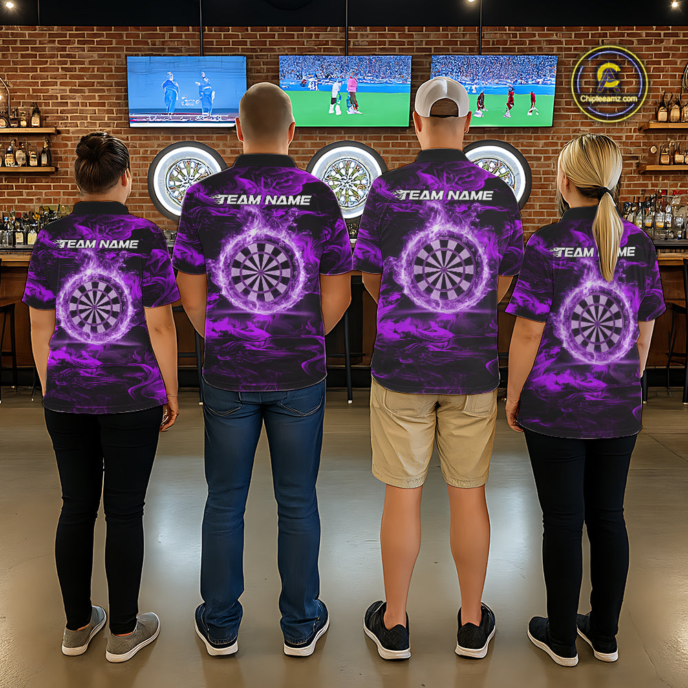 Black And Purple Smoking Dartboard & Arrow Men Darts Quarter-Zip Shirt Custom Dart Team Jerseys NYN2512
