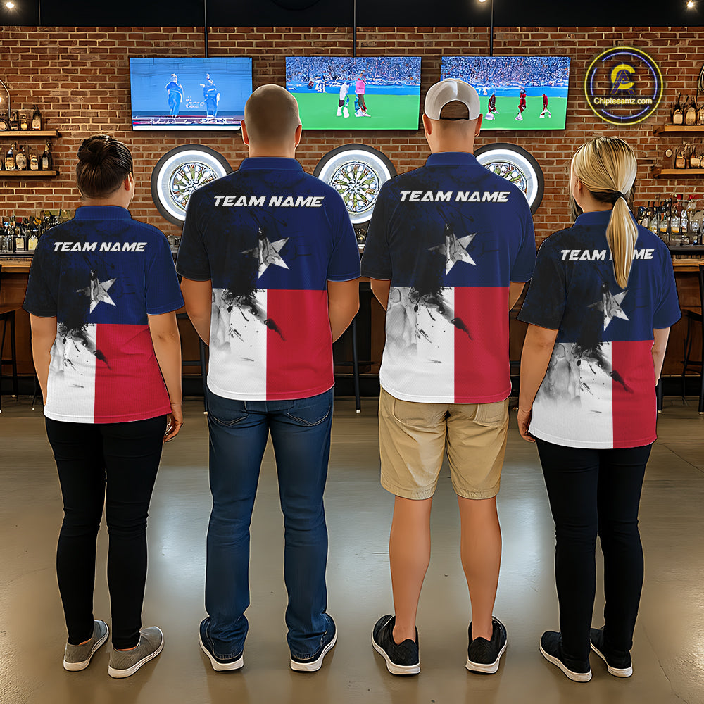 Personalized Texas Flag Black Splatter Dart 1/4-Zip Shirts For Men Custom Dart Team Jerseys NYN2712