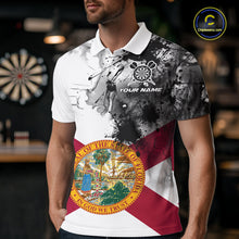 Load image into Gallery viewer, Personalized Florida Flag Black Splatter Dart Polo Shirts For Men Custom Dart Team Jerseys NYN2713