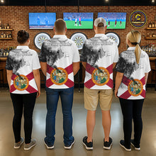 Load image into Gallery viewer, Personalized Florida Flag Black Splatter Dart Polo Shirts For Women Custom Dart Team Jerseys NYN2713