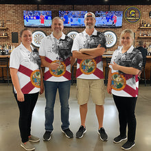 Load image into Gallery viewer, Personalized Florida Flag Black Splatter Dart Polo Shirts For Women Custom Dart Team Jerseys NYN2713