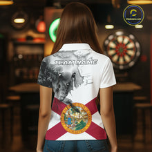 Load image into Gallery viewer, Personalized Florida Flag Black Splatter Dart Polo Shirts For Women Custom Dart Team Jerseys NYN2713