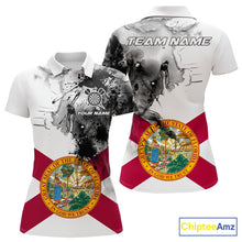 Load image into Gallery viewer, Personalized Florida Flag Black Splatter Dart Polo Shirts For Women Custom Dart Team Jerseys NYN2713
