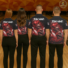 Load image into Gallery viewer, Red Strike Lightning Bowling Custom Team Shirts For Men, Skull Roses Outfit Bowling Team Jersey NYN3071