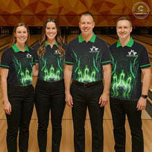 Load image into Gallery viewer, Custom Green Flaming Mens Bowling Jerseys Personalized Bowling Team Shirts For Bowlers NYN3075