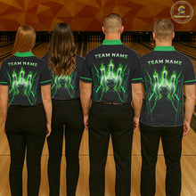 Load image into Gallery viewer, Custom Green Flaming Mens Bowling Jerseys Personalized Bowling Team Shirts For Bowlers NYN3075
