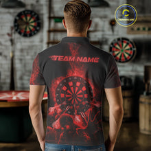 Load image into Gallery viewer, Custom Skeleton Red Flames Dartboard Dart Men Polo Jerseys Lightning Dart Team Shirt NYN1695