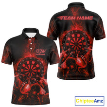 Load image into Gallery viewer, Custom Skeleton Red Flames Dartboard Dart Men Polo Jerseys Lightning Dart Team Shirt NYN1695