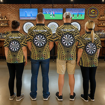 Gold Tribal Holographic Dartboard & Arrow Men Darts Quarter-zip Shirt Personalized Dart Team Jerseys NYN2515