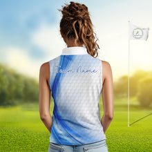 Load image into Gallery viewer, Personalized Blue-Light Twinkle Golf Sleeveless Polo Shirt For Women Custom White Pattern Golf Team Clothes NYN2871