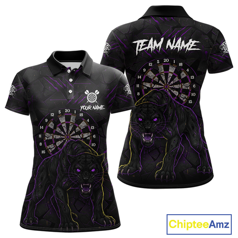 Custom Purple Yellow Tiger Cracked Grunge Dartboard Men Darts Polo Shirt Darts Jersey NYN1973