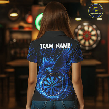 Blue Splatter Funny Eagle Dartboard Darts Polo Shirt For Women Custom Dart Team Jerseys NYN2521