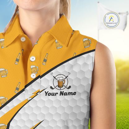 Funny Womens Golf Sleeveless Polo Shirt Personalized Cheer Beer Clothing Golf Tops For Golfers NYN3260