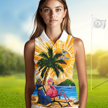 Load image into Gallery viewer, Funny Flamingo Womens Golf Sleeveless Polo Shirt Custom Summer Tropical Golf Team Clothing Golf Gifts NYN3262