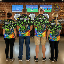 Load image into Gallery viewer, Rainbow Funny Skeleton Green Dartboard Men Darts Polo Shirt Custom St Patrick's Day Darts Jersey NYN2533