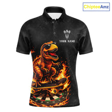 Load image into Gallery viewer, Custom Grunge Flame Dinosaur Darts Shirt Polo &amp; 1/4 Zip Darts Jersey For Men US Flag Dart Outfit NYN2884
