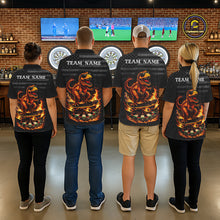 Load image into Gallery viewer, Custom Grunge Flame Dinosaur Darts Shirt Polo &amp; 1/4 Zip Darts Jersey For Women US Flag Dart Outfit NYN2884