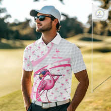 Load image into Gallery viewer, Funny Flamingo Mens Golf Shirt Polo Personalized Pink Argyle Pattern Golf Team Outfits NYN3097